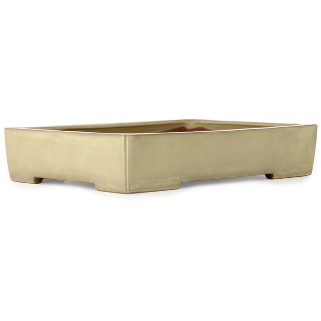 Rechthoekige, gebroken witte bonsaipot van Kakuzan - 465 x 333 x 92 mm