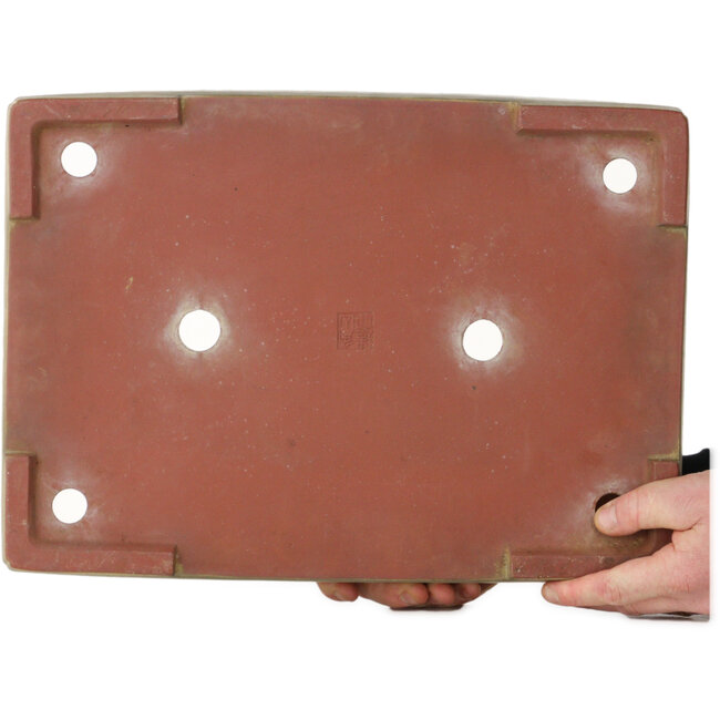 Rechthoekige, gebroken witte bonsaipot van Kakuzan - 465 x 333 x 92 mm