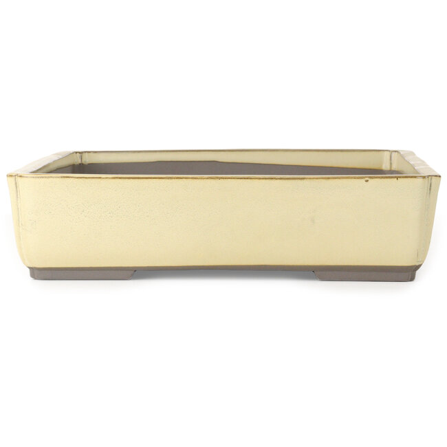 Pot à bonsaï rectangulaire blanc cassé de Houtoku - 462 x 338 x 80 mm