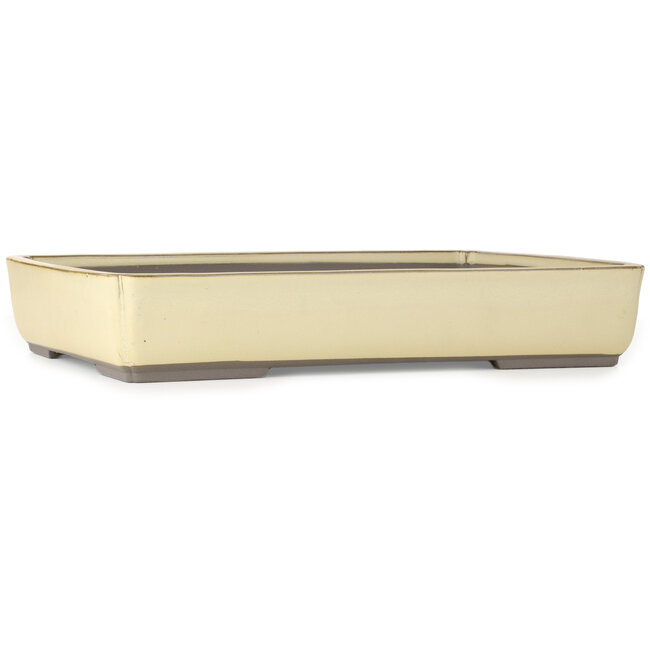 Rectangular off-white bonsai pot by Houtoku - 462 x 338 x 80 mm