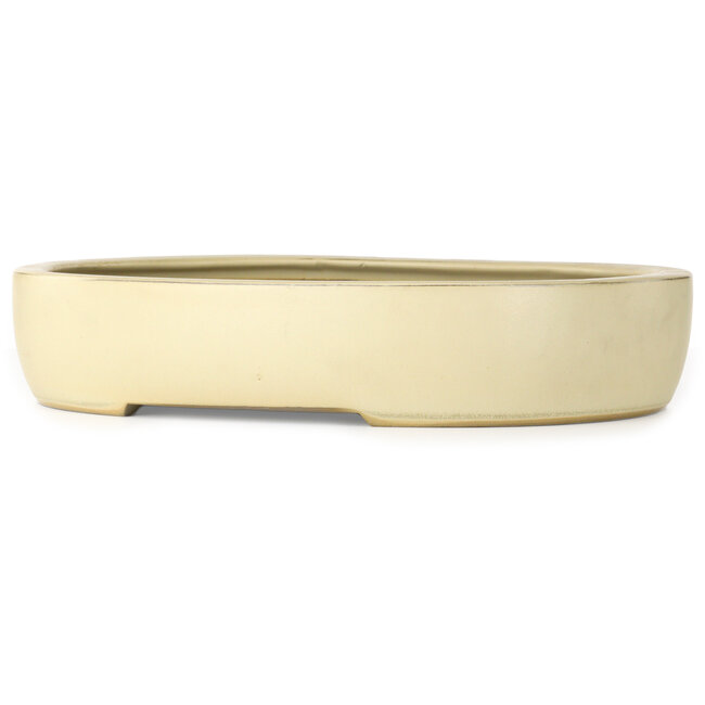 Pot à bonsaï ovale blanc cassé de Houtoku - 460 x 360 x 85 mm