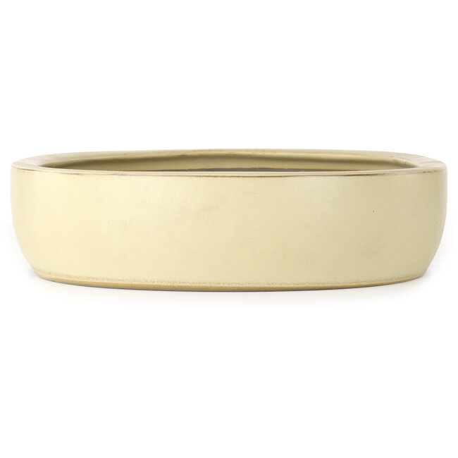 Ovale, gebroken witte bonsaipot van Houtoku - 460 x 360 x 85 mm