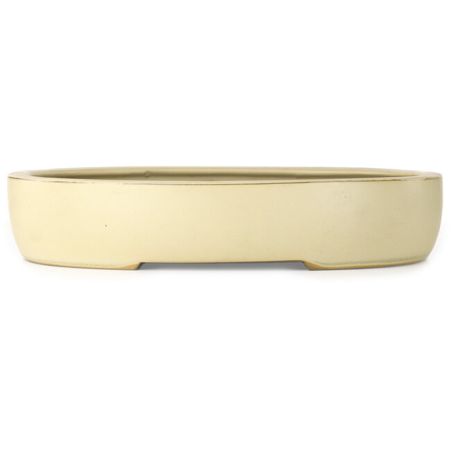 Ovale, gebroken witte bonsaipot van Houtoku - 460 x 360 x 85 mm