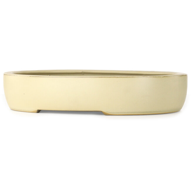 Pot à bonsaï ovale blanc cassé de Houtoku - 460 x 360 x 85 mm