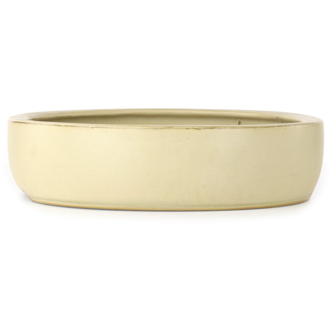 Pot à bonsaï ovale blanc cassé de Houtoku - 460 x 360 x 85 mm