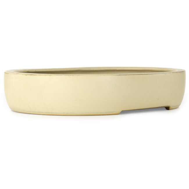 Pot à bonsaï ovale blanc cassé de Houtoku - 460 x 360 x 85 mm