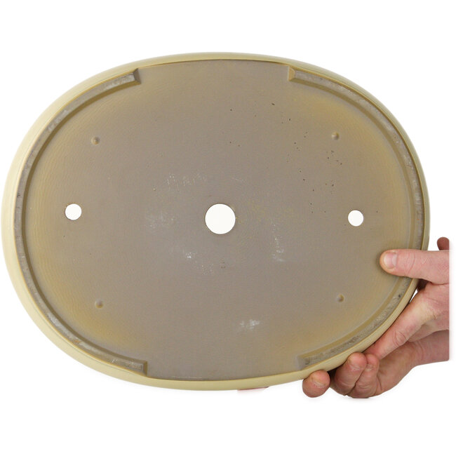 Ovale, gebroken witte bonsaipot van Houtoku - 460 x 360 x 85 mm