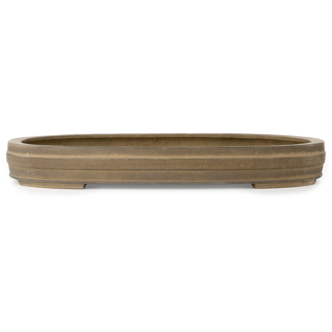 Oval unglazed bonsai pot by Keizan - 520 x 390 x 65 mm
