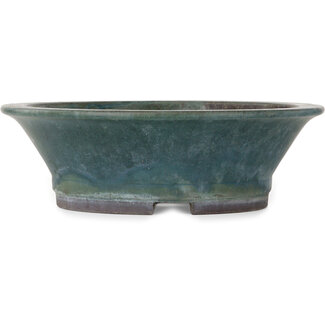  Yamaaki Vaso bonsai rotondo verde da 360 mm di Yamaaki Toshio (terza generazione), Tokoname, Giappone