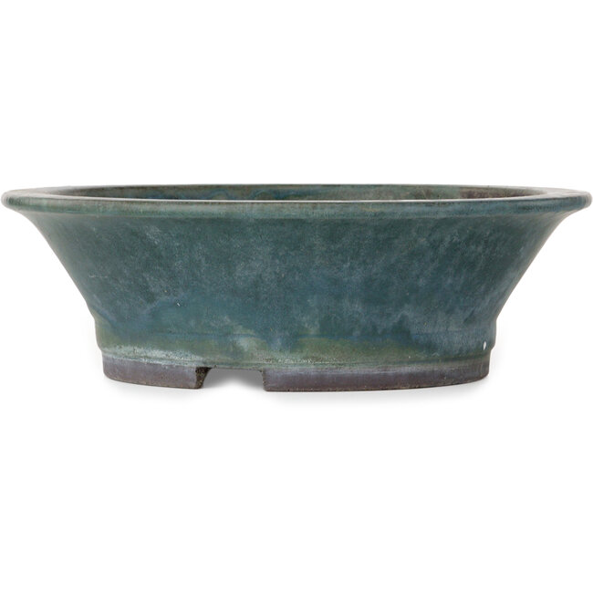 Maceta redonda verde para bonsái de Yamaaki Toshio (tercera generación) - 360 x 360 x 112 mm