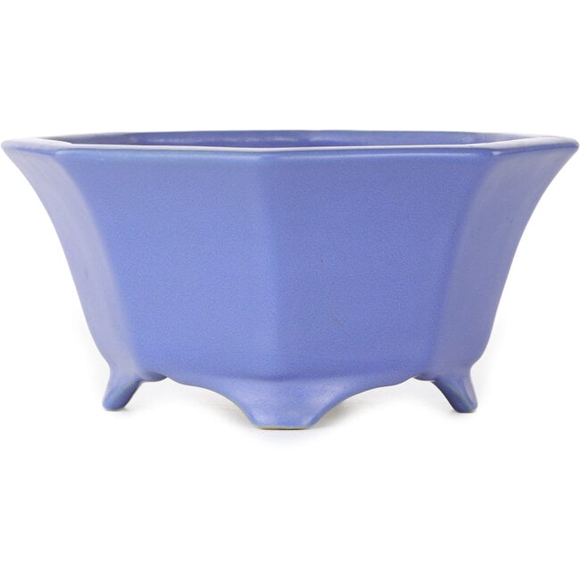 Octagonal blue bonsai pot by Shozan - 180 x 180 x 90 mm