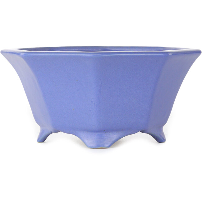 Octagonal blue bonsai pot by Shozan - 180 x 180 x 90 mm
