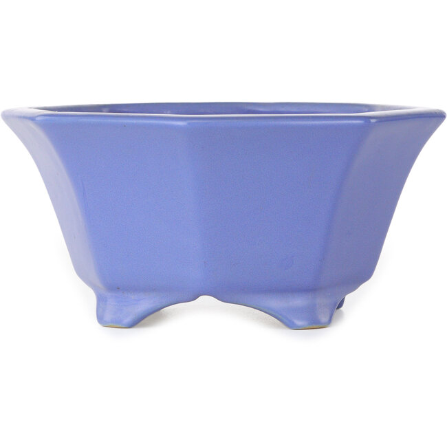 Octagonal blue bonsai pot by Shozan - 180 x 180 x 90 mm