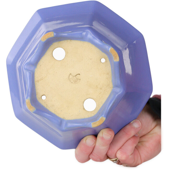 Pot à bonsaï octogonal bleu de Shozan - 180 x 180 x 90 mm