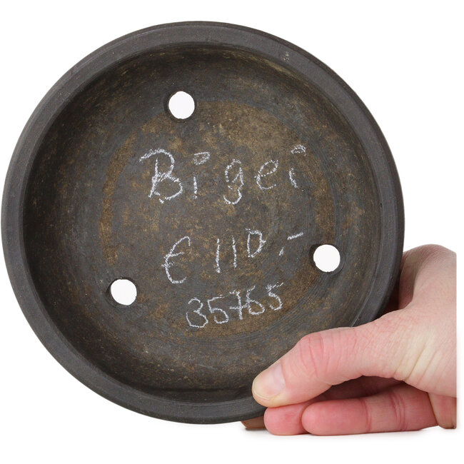 Round unglazed bonsai pot by Bigei - 155 x 155 x 137 mm