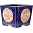 Vierkante blauwe bonsaipot met rode en witte opdruk - 70 x 70 x 53 mm