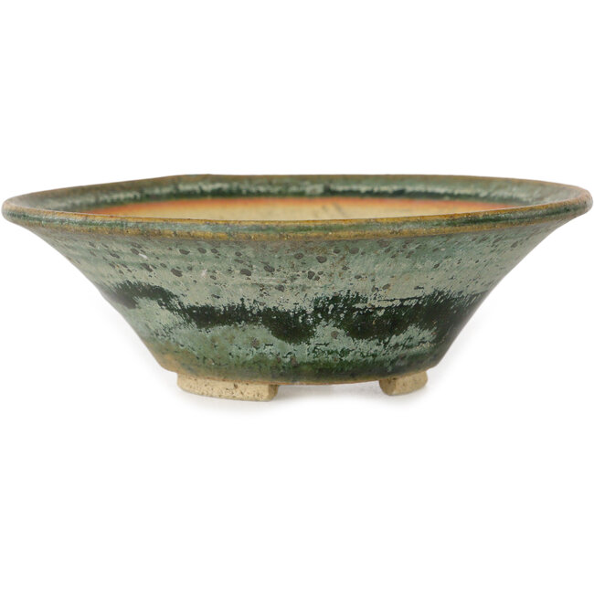 Maceta redonda verde para bonsái - 115 x 115 x 37 mm