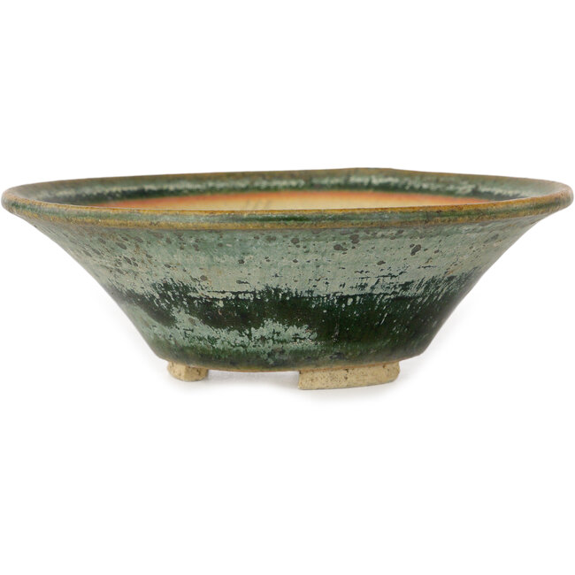 Maceta redonda verde para bonsái - 115 x 115 x 37 mm