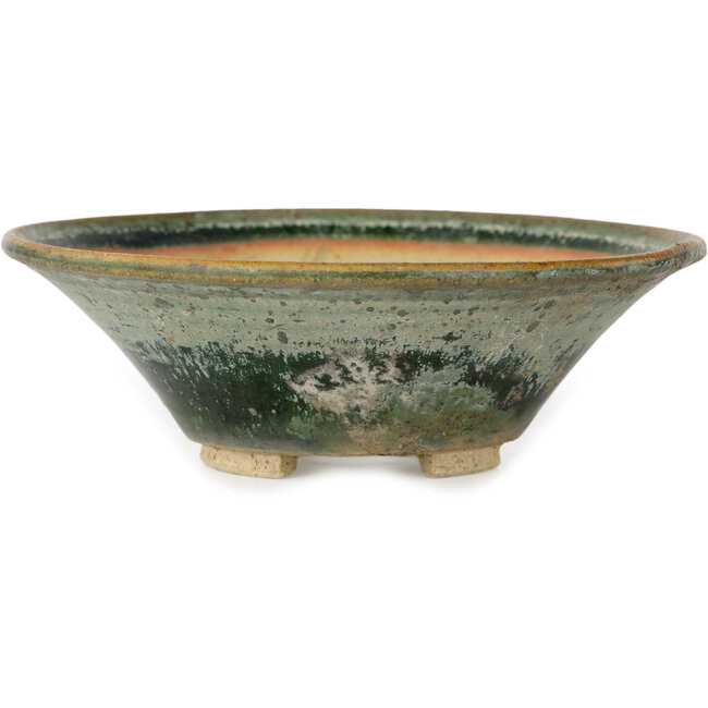 Round green bonsai pot - 115 x 115 x 37 mm