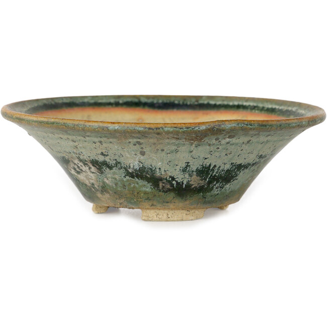 Round green bonsai pot - 115 x 115 x 37 mm