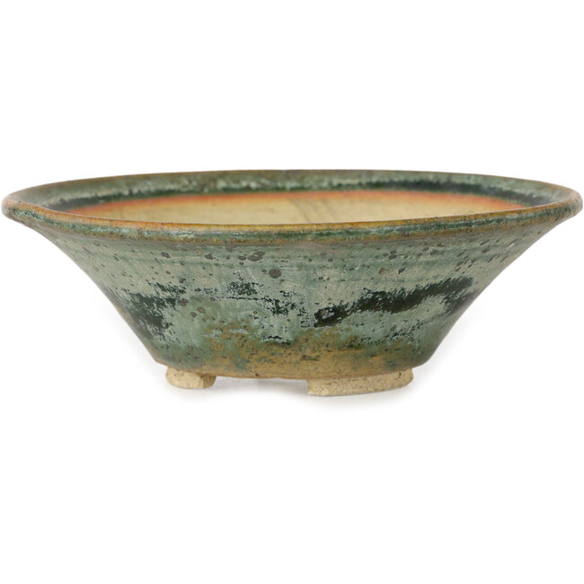 Round green bonsai pot - 115 x 115 x 37 mm