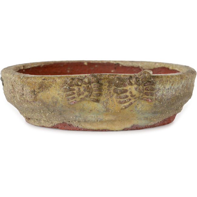 Round beige bonsai pot - 130 x 130 x 37 mm