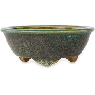 117 mm round teal pot from Japan