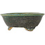 Round teal bonsai pot - 117 x 117 x 45 mm
