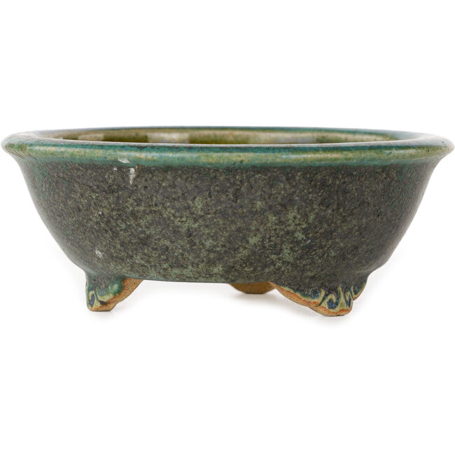 Round teal bonsai pot - 117 x 117 x 45 mm