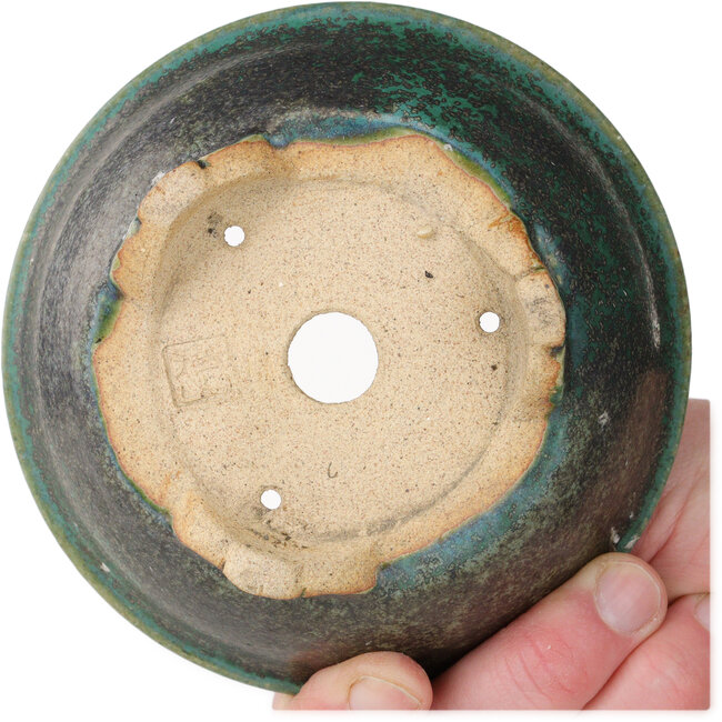 Pot à bonsaï rond bleu sarcelle - 117 x 117 x 45 mm