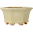 Sechseckiger, cremefarbener Bonsai-Topf von Hattori – 92 x 92 x 48 mm