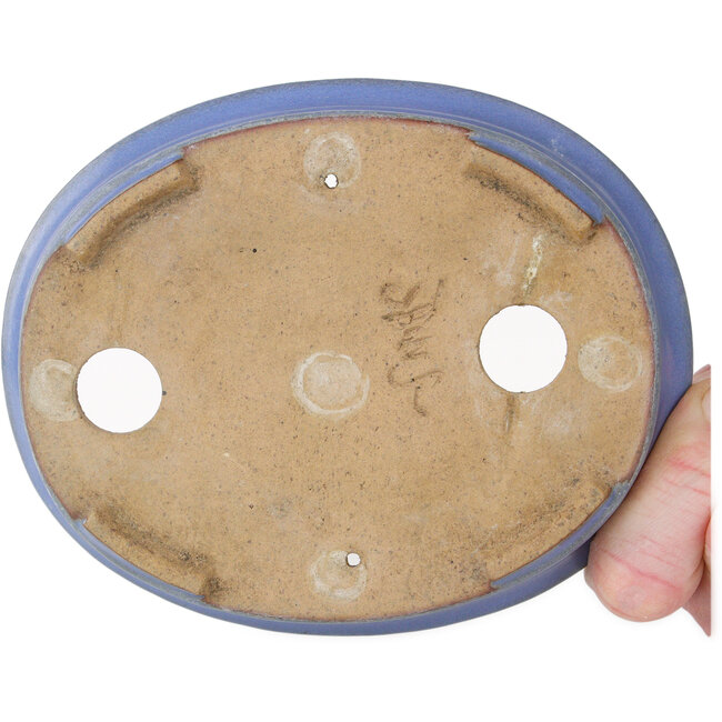 Maceta ovalada azul para bonsái de Yamafusa, segunda generación - 137 x 110 x 27 mm
