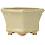 Hexagonal off-white bonsai pot by Hattori - 92 x 92 x 48 mm
