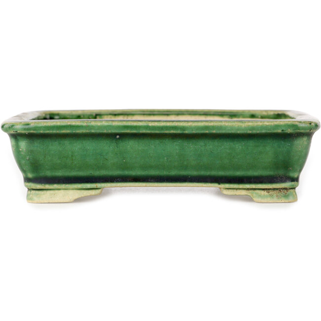 Rectangular green bonsai pot by Shibakatsu - 130 x 102 x 33 mm