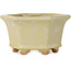 Sechseckiger, cremefarbener Bonsai-Topf von Hattori – 92 x 92 x 48 mm