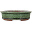 Pot ovale vert pour bonsaï par Eime Yozan - 125 x 102 x 33 mm
