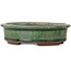 Oval green bonsai pot by Eime Yozan - 125 x 102 x 33 mm