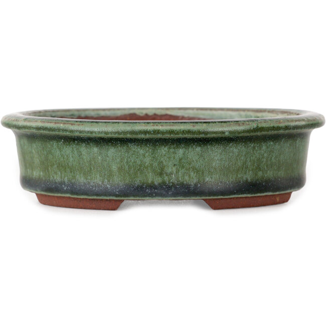 Vaso bonsai ovale verde di Eime Yozan - 125 x 102 x 33 mm