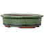 Oval green bonsai pot by Eime Yozan - 125 x 102 x 33 mm