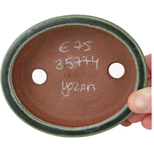 Vaso bonsai ovale verde di Eime Yozan - 125 x 102 x 33 mm