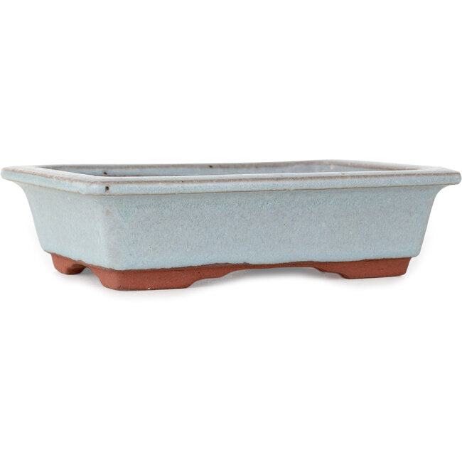 Rectangular blue bonsai pot by Eime Yozan - 152 x 117 x 42 mm