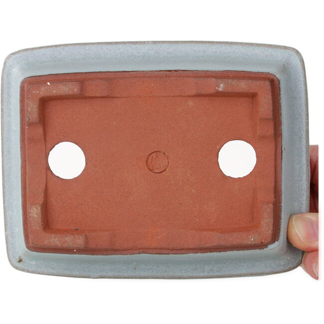 Pot à bonsaï rectangulaire bleu par Eime Yozan - 152 x 117 x 42 mm