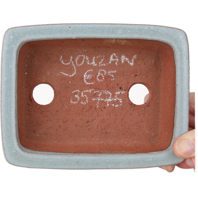 Rectangular blue bonsai pot by Eime Yozan - 152 x 117 x 42 mm