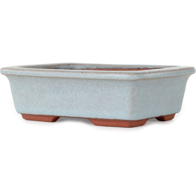 Rechthoekige blauwe bonsaipot van Eime Yozan - 128 x 100 x 42 mm