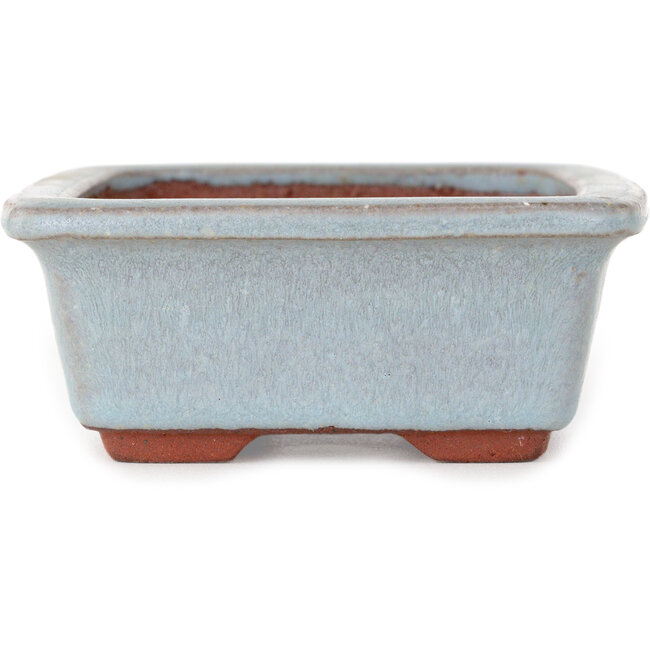 Pot à bonsaï rectangulaire bleu par Eime Yozan - 128 x 100 x 42 mm