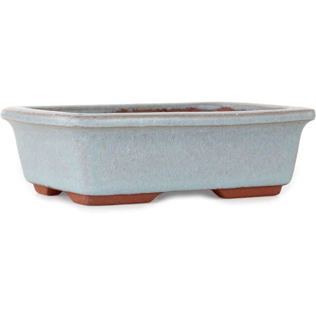 Pot à bonsaï rectangulaire bleu par Eime Yozan - 128 x 100 x 42 mm