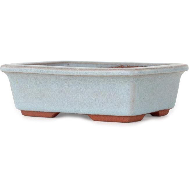 Rectangular blue bonsai pot by Eime Yozan - 128 x 100 x 42 mm