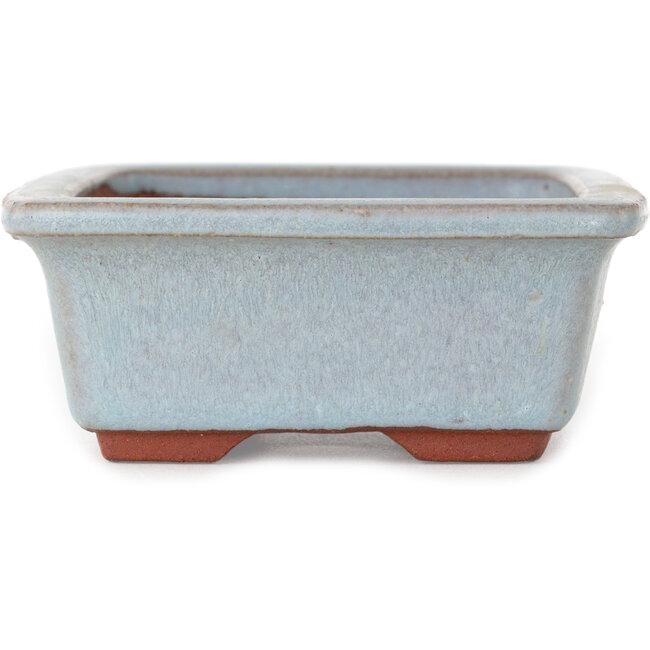 Pot à bonsaï rectangulaire bleu par Eime Yozan - 128 x 100 x 42 mm