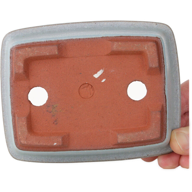 Maceta rectangular azul para bonsái de Eime Yozan - 128 x 100 x 42 mm