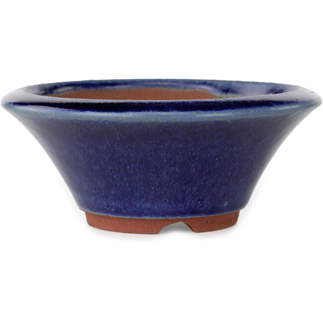 Vaso bonsai rotondo blu scuro di Eime Yozan - 130 x 130 x 55 mm
